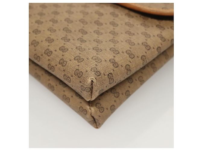 Gucci Borsa a spalla Micro GG Supreme in PVC beige e oro 49 001 5548 Auth BA3774 D'oro - vista 11
