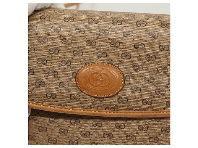 Gucci Borsa a spalla Micro GG Supreme in PVC beige e oro 49 001 5548 Auth BA3774 D'oro - vista 14