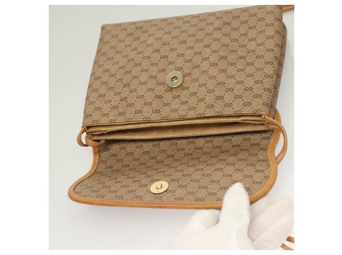 Gucci Borsa a spalla Micro GG Supreme in PVC beige e oro 49 001 5548 Auth BA3774 D'oro - vista 15