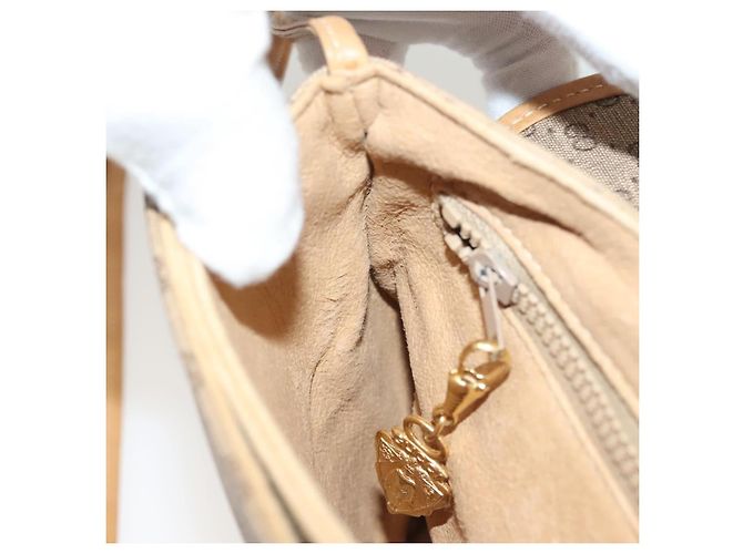 Gucci Borsa a spalla Micro GG Supreme in PVC beige e oro 49 001 5548 Auth BA3774 D'oro - vista 19