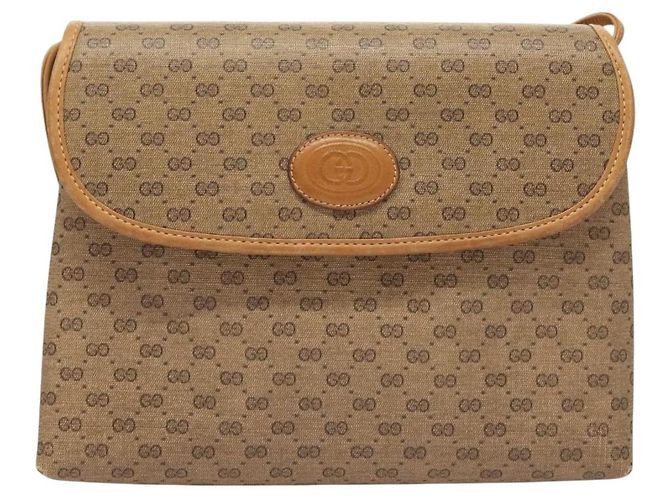 Gucci Borsa a spalla Micro GG Supreme in PVC beige e oro 49 001 5548 Auth BA3774 D'oro - vista 2