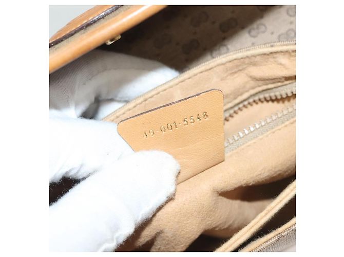 Gucci Borsa a spalla Micro GG Supreme in PVC beige e oro 49 001 5548 Auth BA3774 D'oro - vista 22