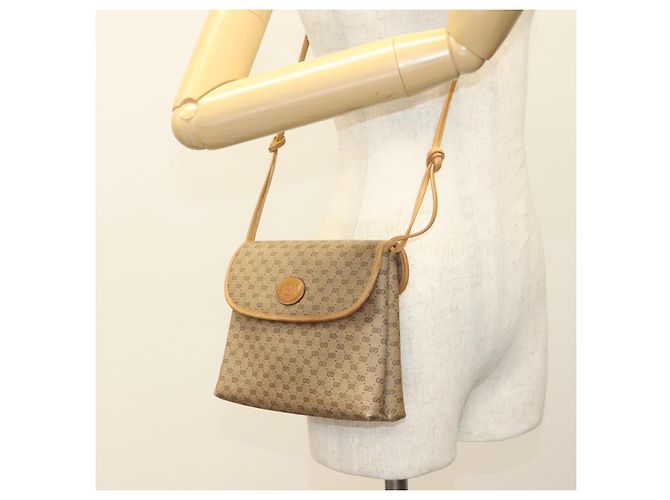 Gucci Borsa a spalla Micro GG Supreme in PVC beige e oro 49 001 5548 Auth BA3774 D'oro - vista 23