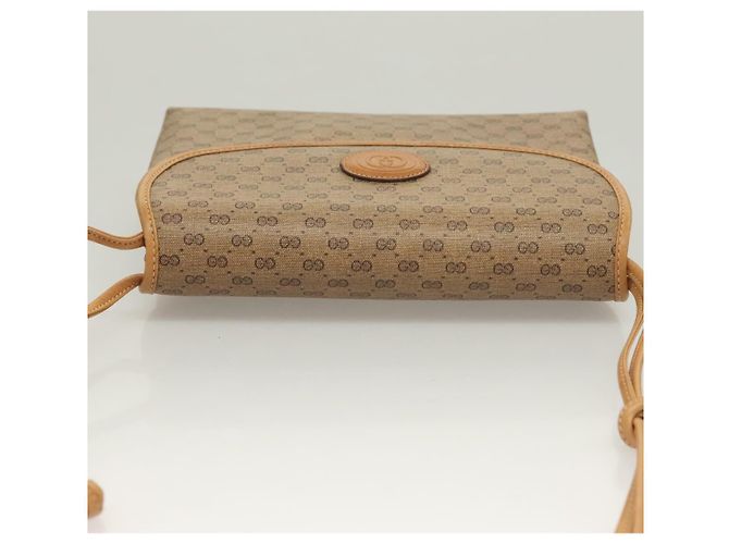 Gucci Borsa a spalla Micro GG Supreme in PVC beige e oro 49 001 5548 Auth BA3774 D'oro - vista 6