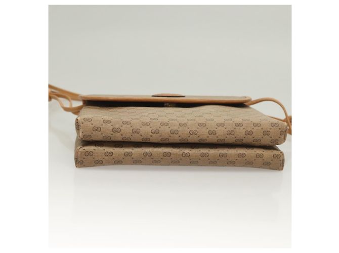 Gucci Borsa a spalla Micro GG Supreme in PVC beige e oro 49 001 5548 Auth BA3774 D'oro - vista 9