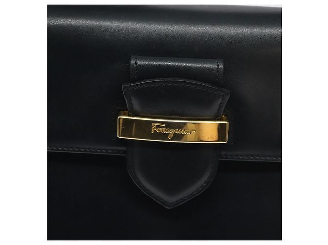 Borsa a mano Salvatore Ferragamo in pelle nera e oro Auth BA3911 Nero D'oro - vista 14