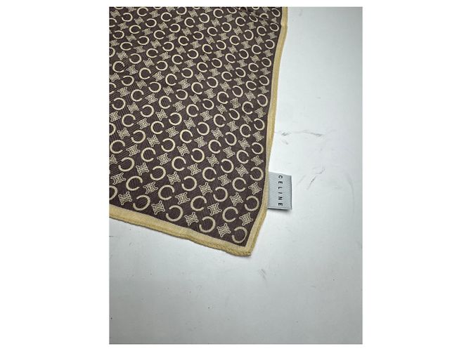 Céline Sciarpa vintage Celine Macadam Monogramm marrone bianco Grigio - vista 2