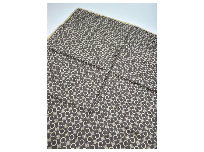 Céline Sciarpa vintage Celine Macadam Monogramm marrone bianco Grigio - vista 3