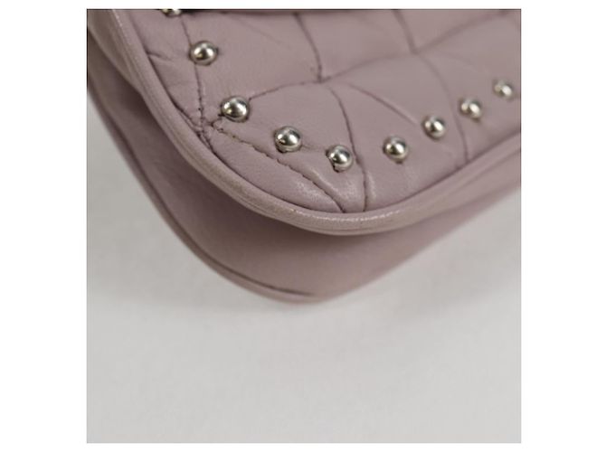 Borsa a spalla in pelle Miu Miu Studs Chain rosa argento autentica 130159V - vista 11