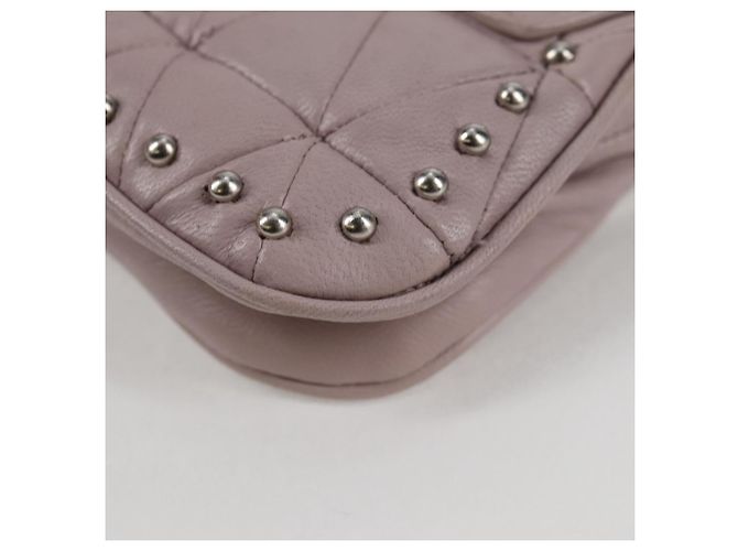 Borsa a spalla in pelle Miu Miu Studs Chain rosa argento autentica 130159V - vista 14