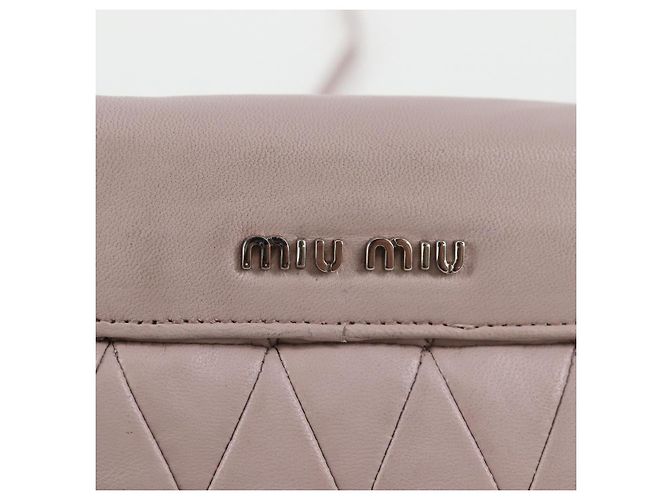 Borsa a spalla in pelle Miu Miu Studs Chain rosa argento autentica 130159V - vista 15
