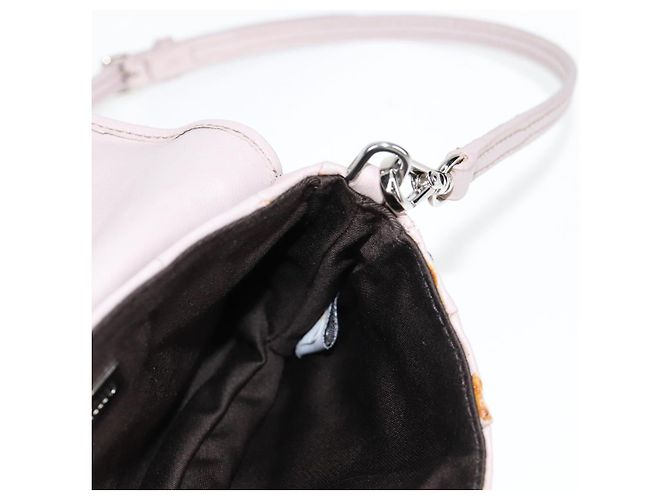 Borsa a spalla in pelle Miu Miu Studs Chain rosa argento autentica 130159V - vista 20