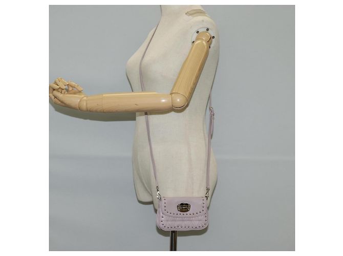 Borsa a spalla in pelle Miu Miu Studs Chain rosa argento autentica 130159V - vista 23