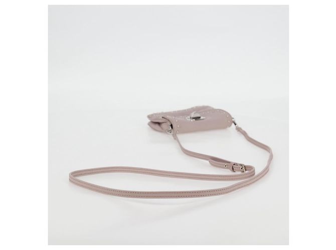 Borsa a spalla in pelle Miu Miu Studs Chain rosa argento autentica 130159V - vista 7