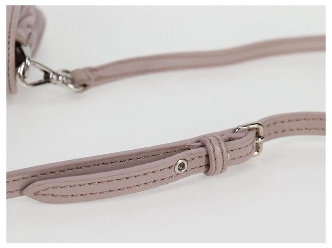 Borsa a spalla in pelle Miu Miu Studs Chain rosa argento autentica 130159V - vista 8