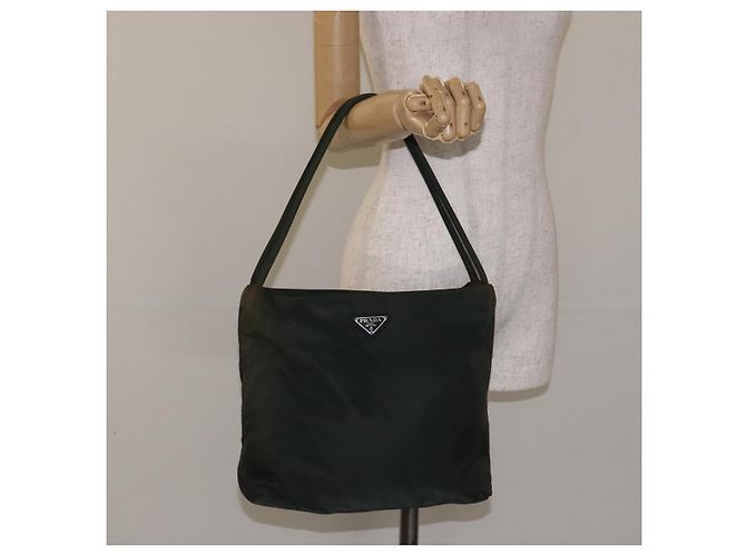 Borsa Tote PRADA in nylon verde argento Auth bs27520 - vista 23