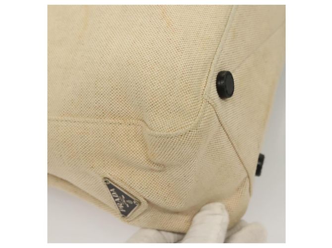 Tote Borsa sportiva PRADA in tela beige e nera Auth bs27461 Nero - vista 12