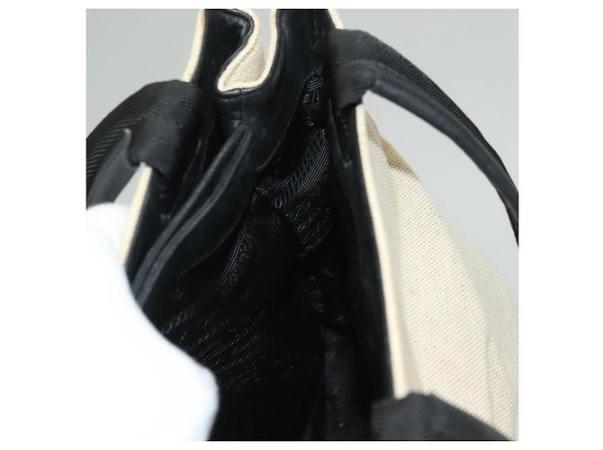 Tote Borsa sportiva PRADA in tela beige e nera Auth bs27461 Nero - vista 20