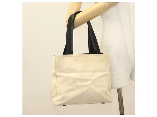 Tote Borsa sportiva PRADA in tela beige e nera Auth bs27461 Nero - vista 25