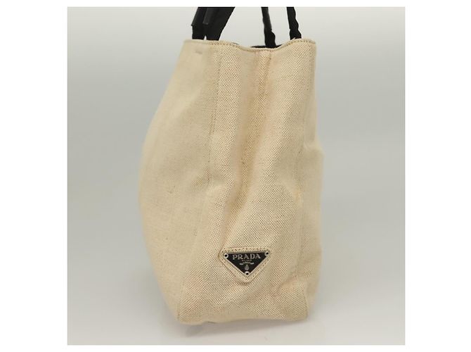 Tote Borsa sportiva PRADA in tela beige e nera Auth bs27461 Nero - vista 5