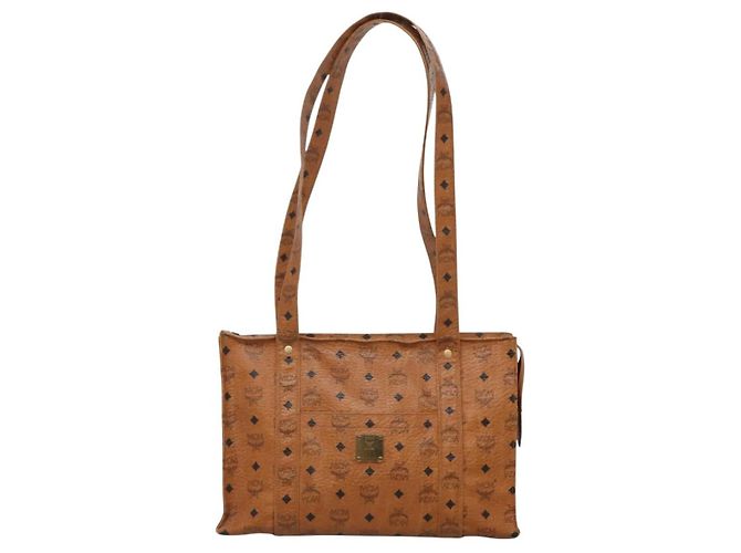Borsa a spalla MCM Logogram Vicetos in pelle PVC marrone Auth BA3979 - vista 2