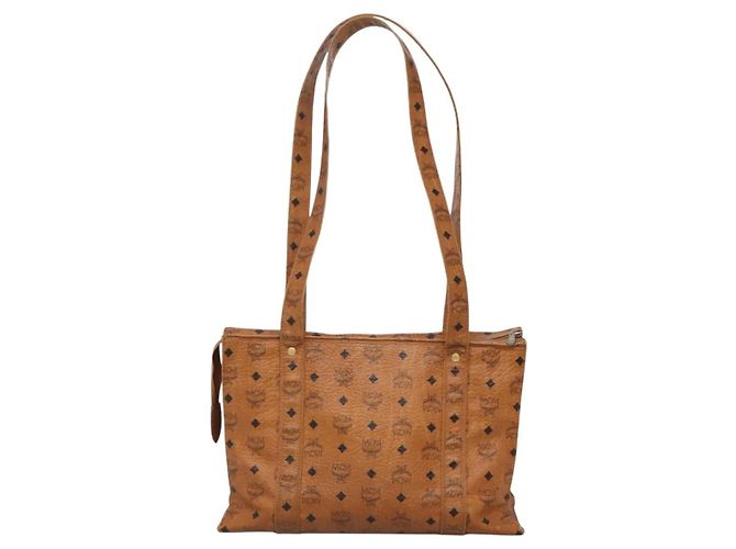 Borsa a spalla MCM Logogram Vicetos in pelle PVC marrone Auth BA3979 - vista 3