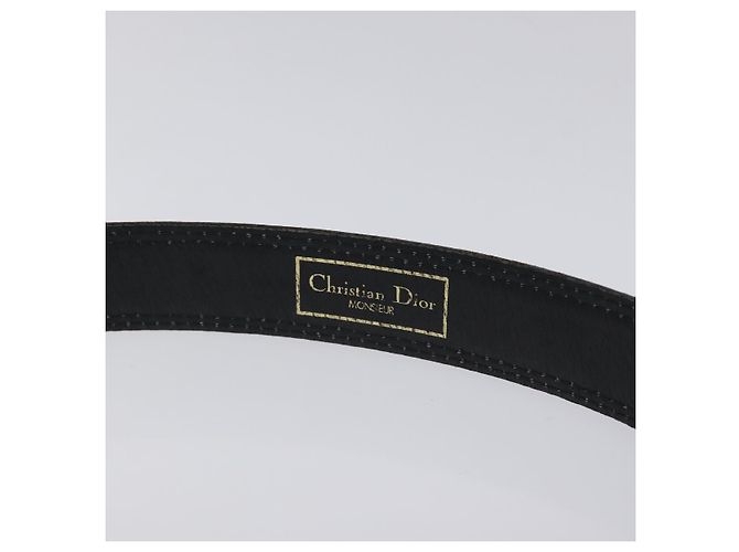 Cintura in pelle nera e oro Christian Dior Auth bs27707 Nero D'oro - vista 7