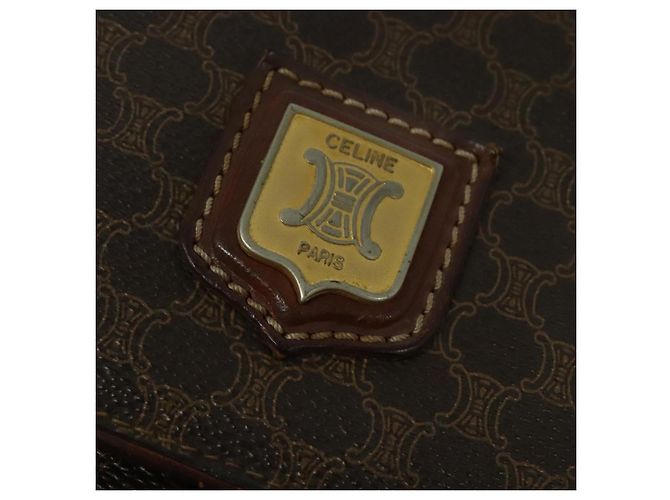 Céline Borsa a spalla in tela Macadam CELINE PVC marrone oro Auth 128715 D'oro - vista 14