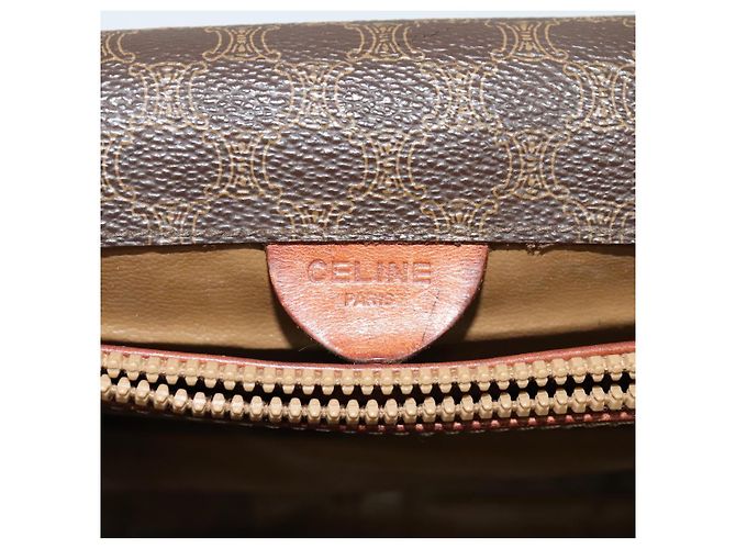 Céline Borsa a spalla in tela Macadam CELINE PVC marrone oro Auth 128715 D'oro - vista 16