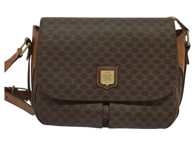 Céline Borsa a spalla in tela Macadam CELINE PVC marrone oro Auth 128715 D'oro - vista 2