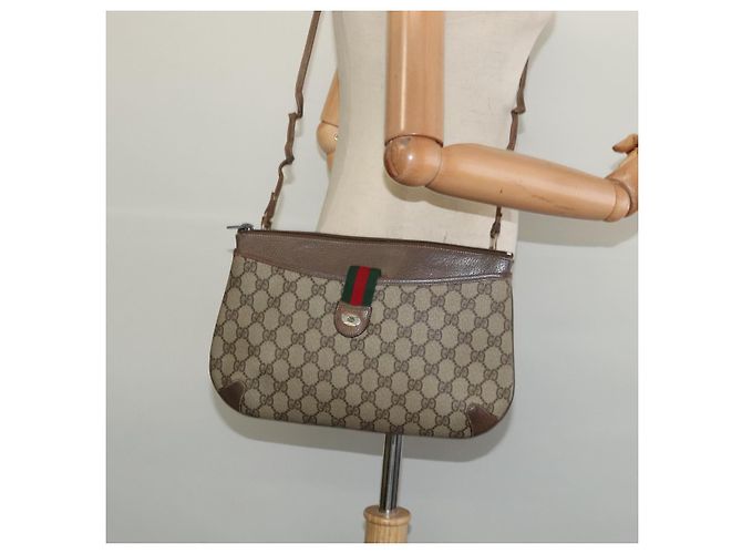 Borsa a spalla GUCCI GG Supreme Web Sherry Line PVC Beige 904 02 026 Auth bs27641 - vista 21