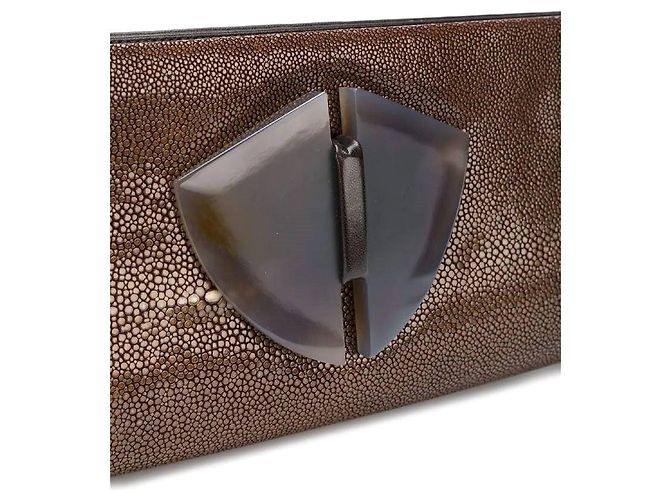 Clutch de cuero marrón Giorgio Armani - Años 2000 - vista 4