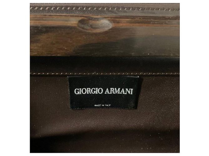 Clutch de cuero marrón Giorgio Armani - Años 2000 - vista 6