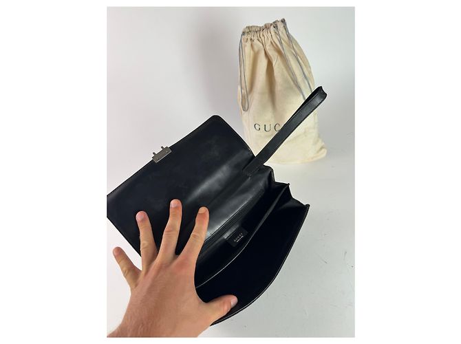 Clutch vintage Gucci monogramma nera Nero - vista 3