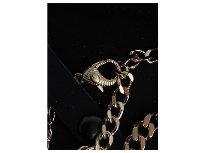 Collana lunga Chanel con perle e placca in vetro corallo Argento - vista 8