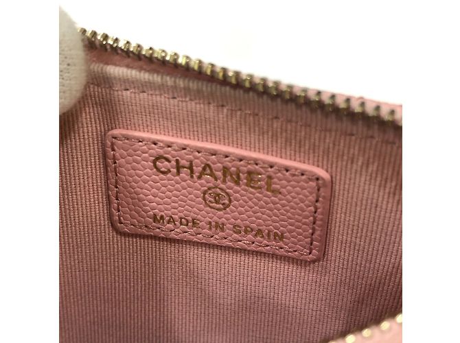 Monedero de piel de ternera granulada rosa Chanel - vista 11