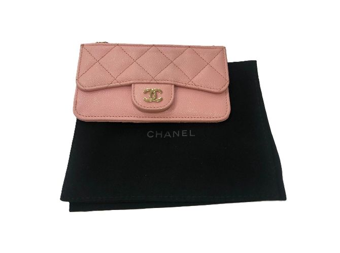 Monedero de piel de ternera granulada rosa Chanel - vista 12