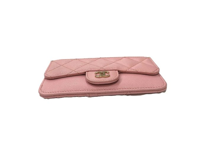 Monedero de piel de ternera granulada rosa Chanel - vista 3