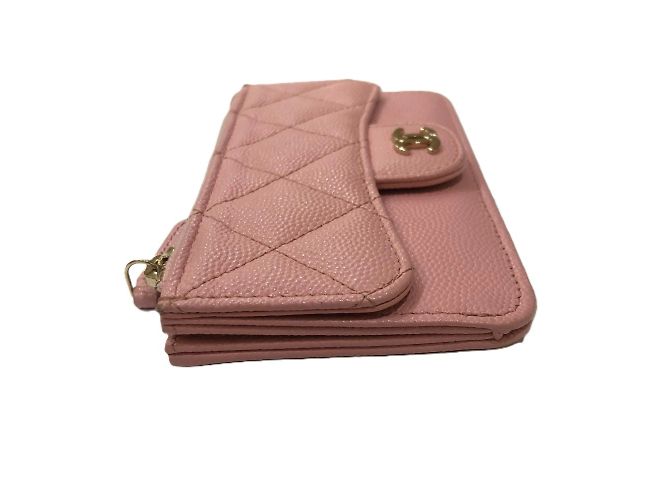 Monedero de piel de ternera granulada rosa Chanel - vista 4