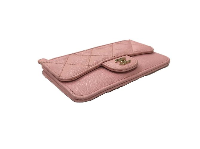 Monedero de piel de ternera granulada rosa Chanel - vista 5