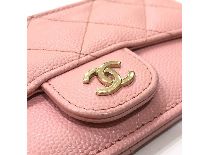 Monedero de piel de ternera granulada rosa Chanel - vista 6