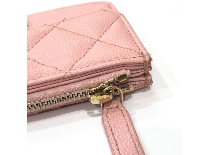 Monedero de piel de ternera granulada rosa Chanel - vista 7