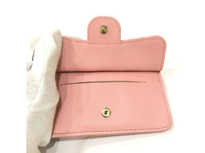 Monedero de piel de ternera granulada rosa Chanel - vista 9