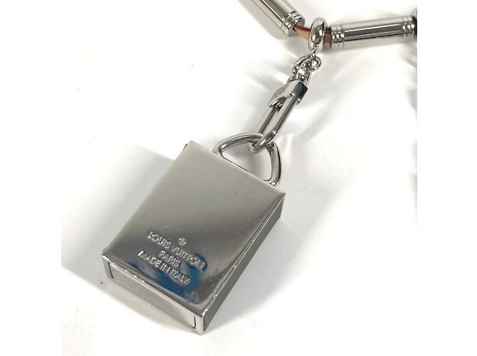 Collana con lucchetto in titanio logo Monogram Louis Vuitton Argento - vista 5