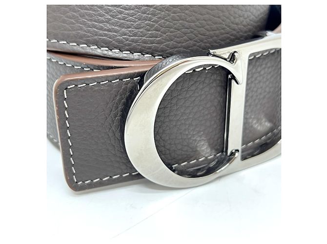 Leder-Gürtel von Christian Dior mit CD-Logo-Schnalle Braun Schwarz - Ansicht 3