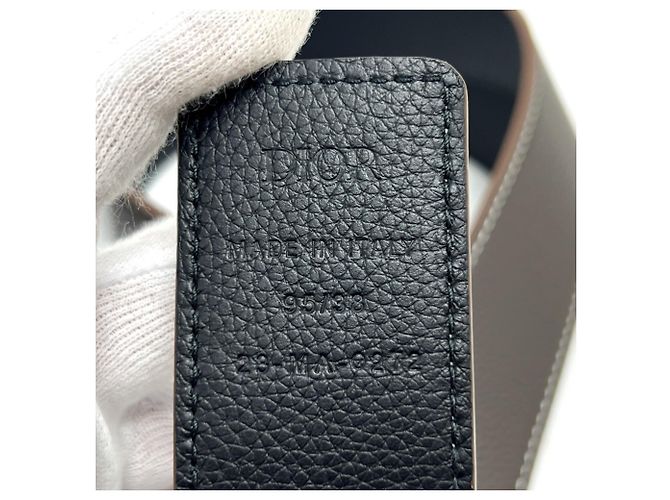 Leder-Gürtel von Christian Dior mit CD-Logo-Schnalle Braun Schwarz - Ansicht 4