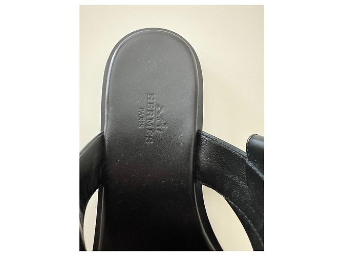 Sandali Hermès Ines in pelle nera Nero - vista 3