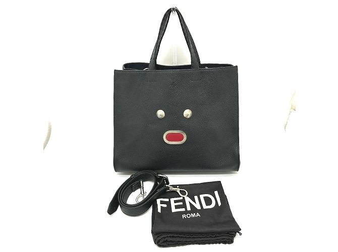 Borsa Tote Fendi Selleria Monster 2WAY Nero - vista 17