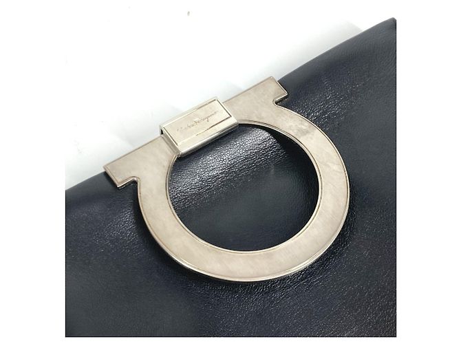 Salvatore Ferragamo Gancini Clutch Bag Black - view 9