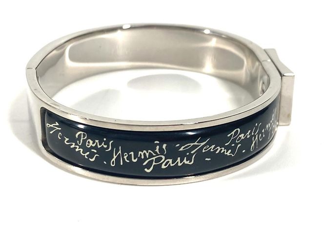 Bracciale in metallo nero e argento di Hermès - vista 3